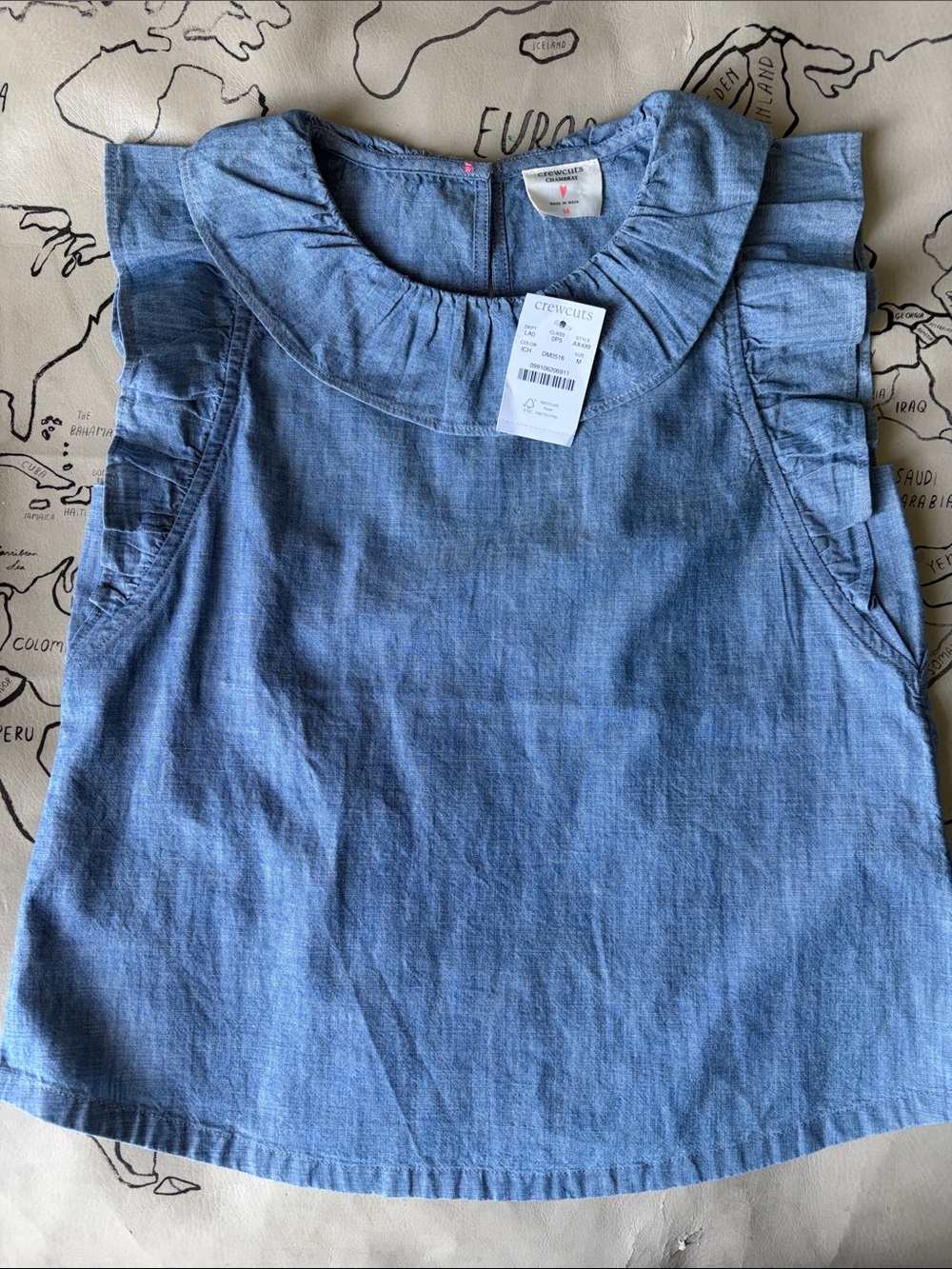 Jcrew crewcuts Girls' Chambray Ruffle Top - Light Blue